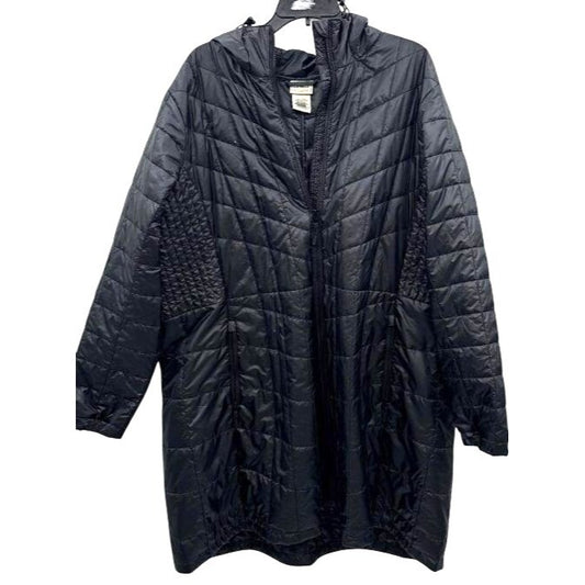L.L. Bean Women's Black Hooded Quilted Jacket 3X Regular Recycled Polyester Insulation