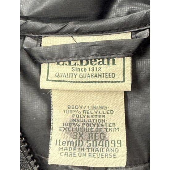 L.L. Bean Women's Black Hooded Quilted Jacket 3X Regular Recycled Polyester Insulation