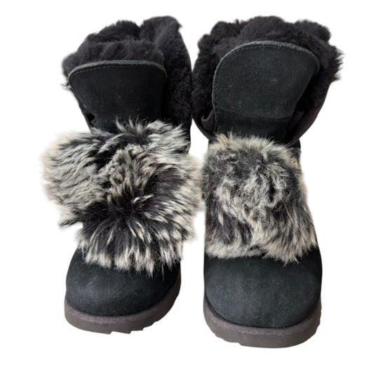 UGG Black Glitter & Faux Fur Kids Boots Size 1 Winter Warm Durable Sole