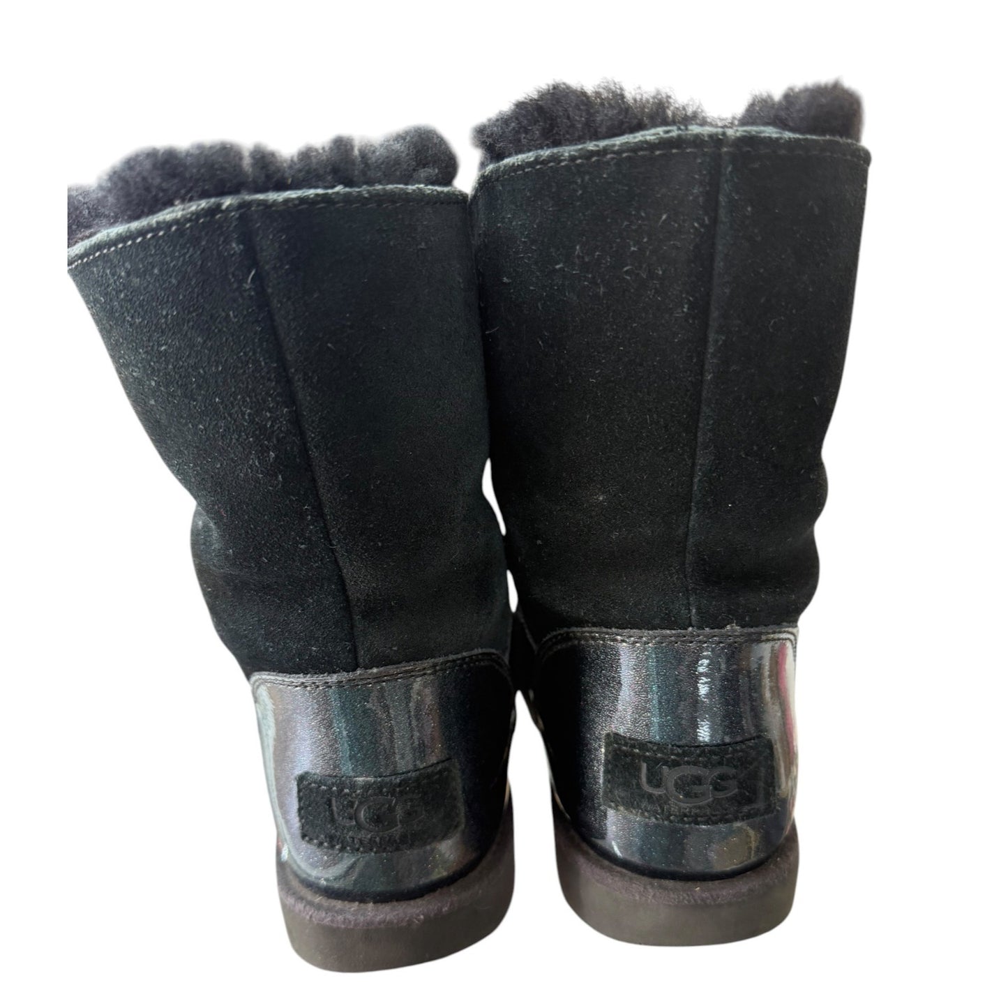 UGG Black Glitter & Faux Fur Kids Boots Size 1 Winter Warm Durable Sole