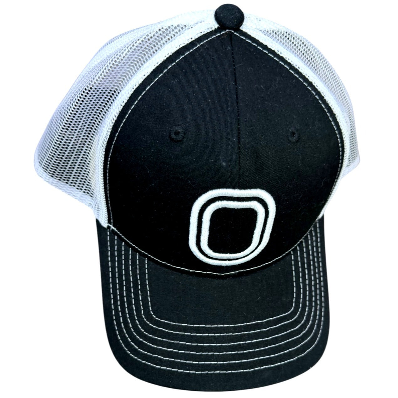 Overtime Black & White Trucker Hat With 3D Embroidered Logo Adjustable NWT