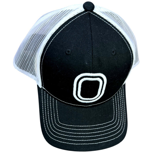 Overtime Black & White Trucker Hat With 3D Embroidered Logo Adjustable NWT
