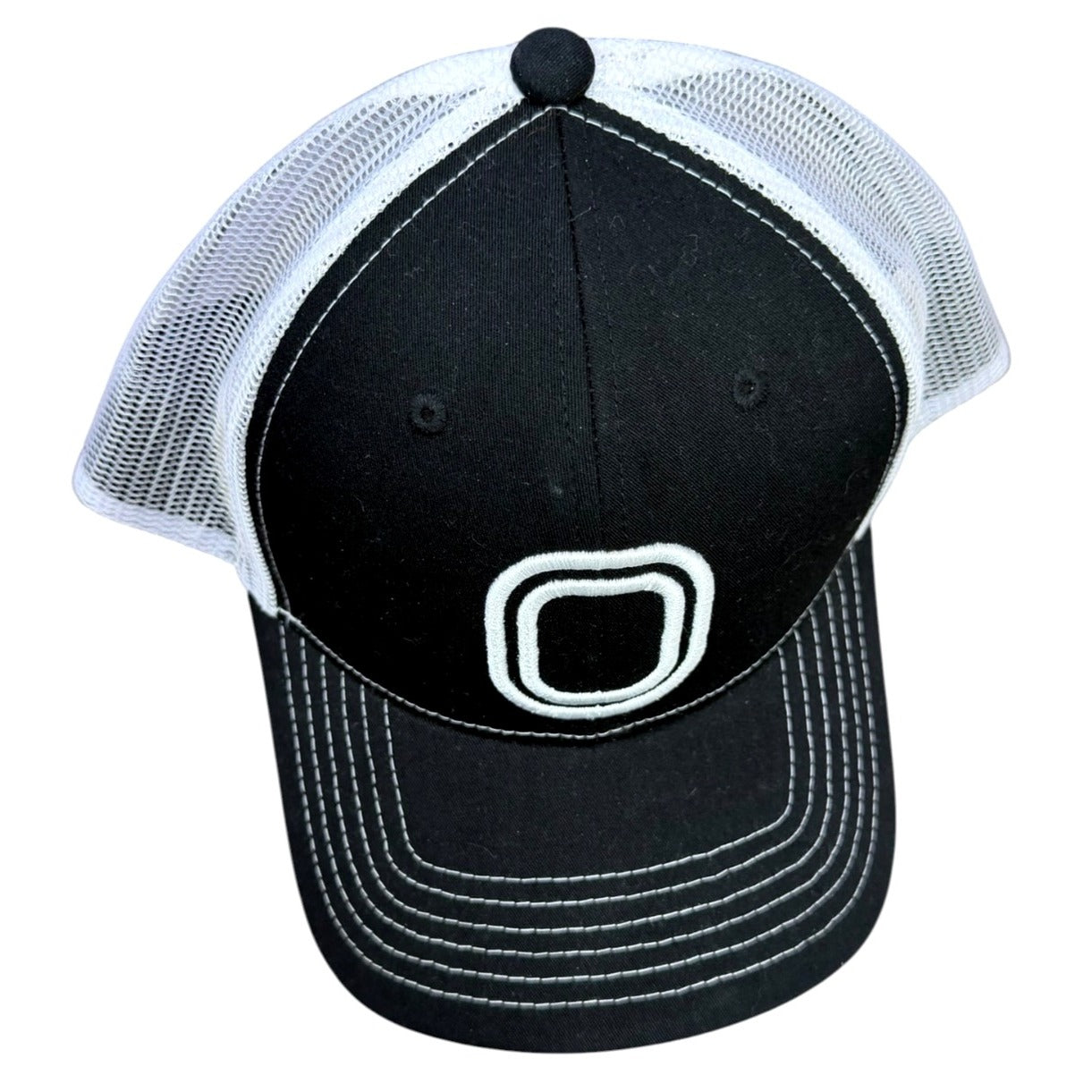 Overtime Black & White Trucker Hat With 3D Embroidered Logo Adjustable NWT