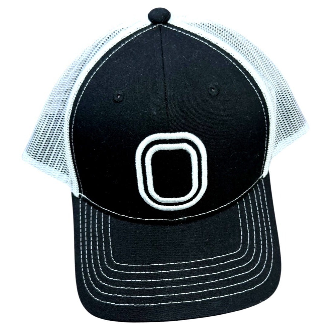 Overtime Black & White Trucker Hat With 3D Embroidered Logo Adjustable NWT