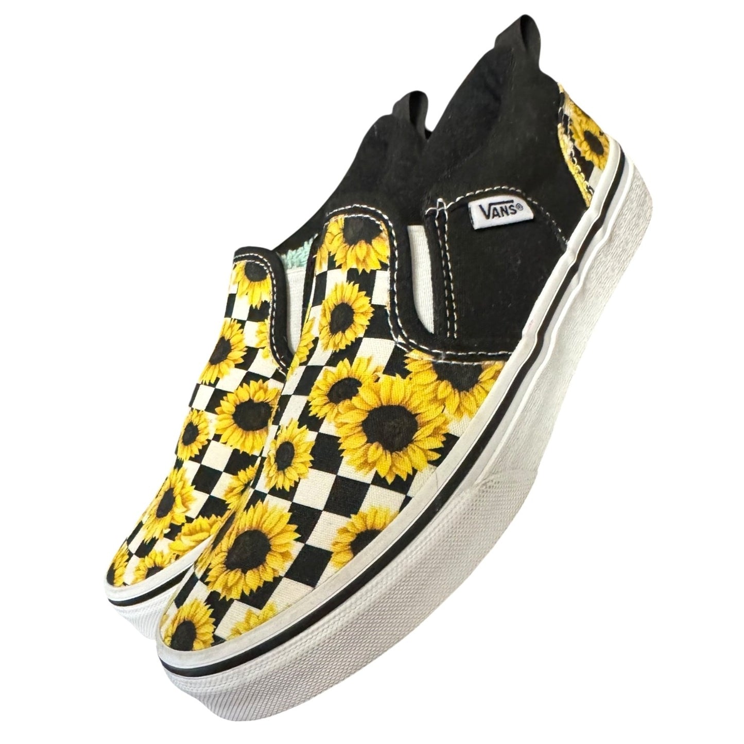 Vans Sunflower Checkerboard Slip-On Sneakers Youth Size 4.5 NWOT