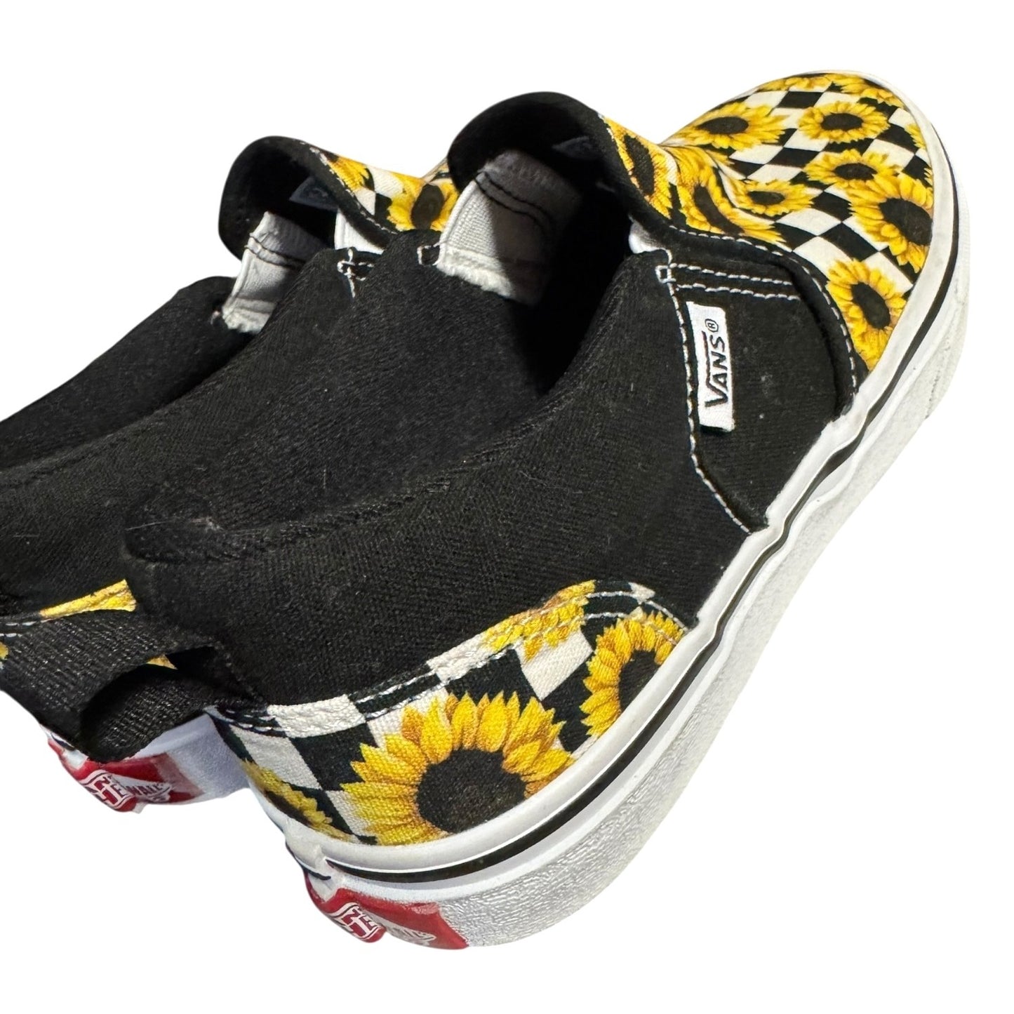 Vans Sunflower Checkerboard Slip-On Sneakers Youth Size 4.5 NWOT