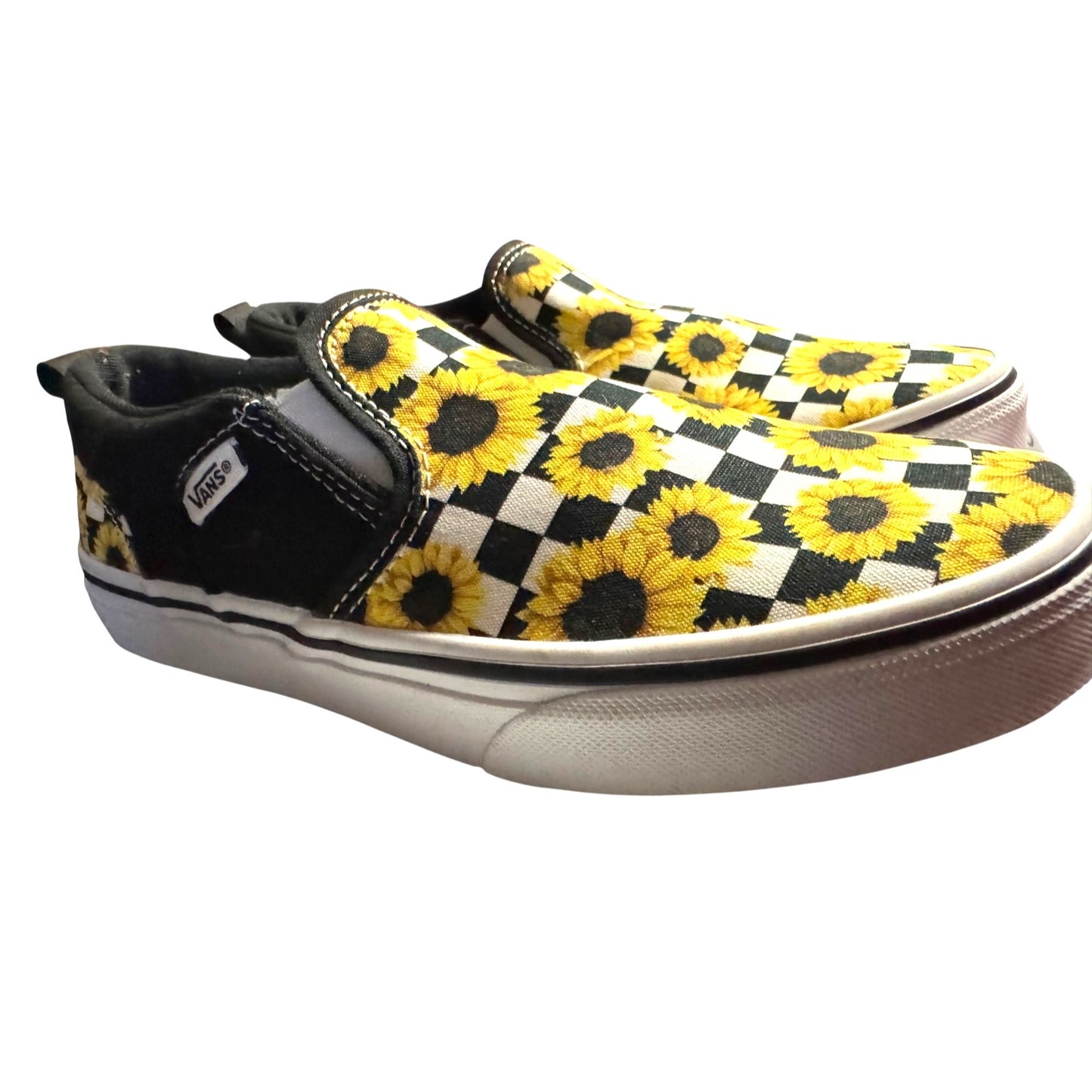 Vans Sunflower Checkerboard Slip-On Sneakers Youth Size 4.5 NWOT