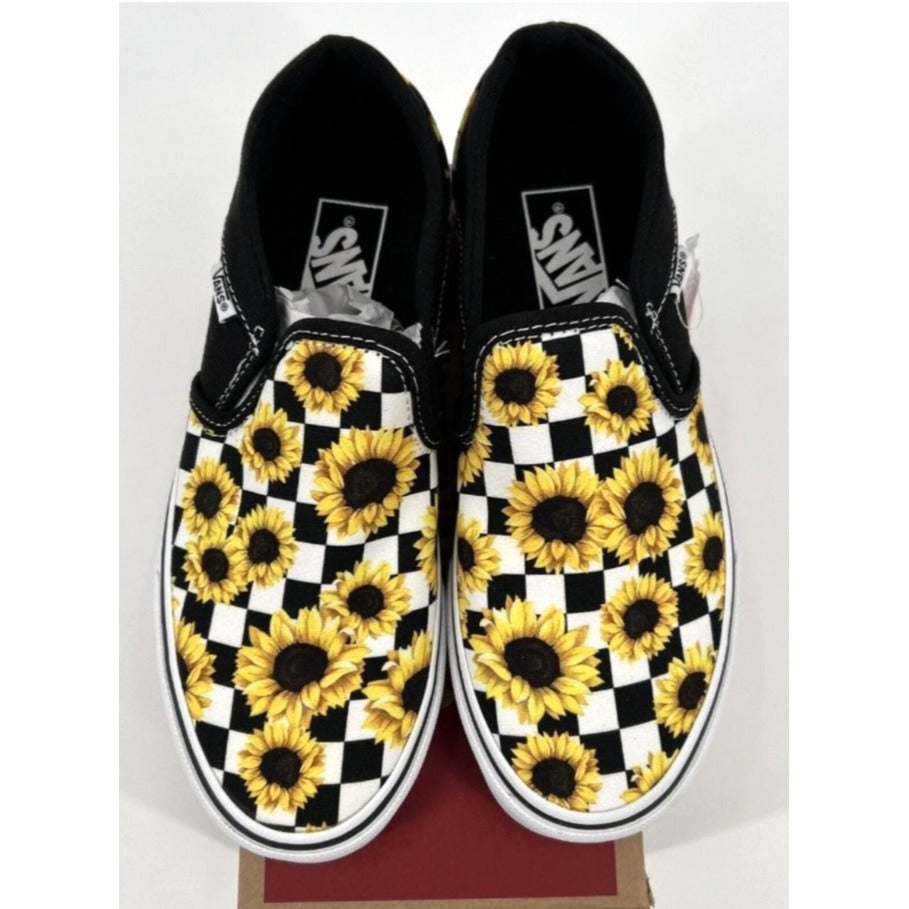 Vans Sunflower Checkerboard Slip-On Sneakers Youth Size 4.5 NWOT