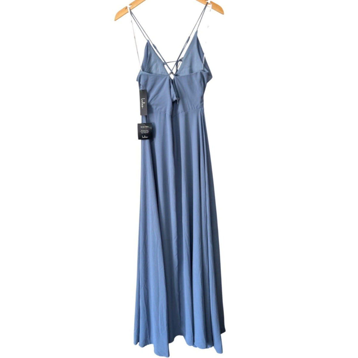 Lulus Light Blue Maxi Dress With Ruffled V-Neck Backless Design