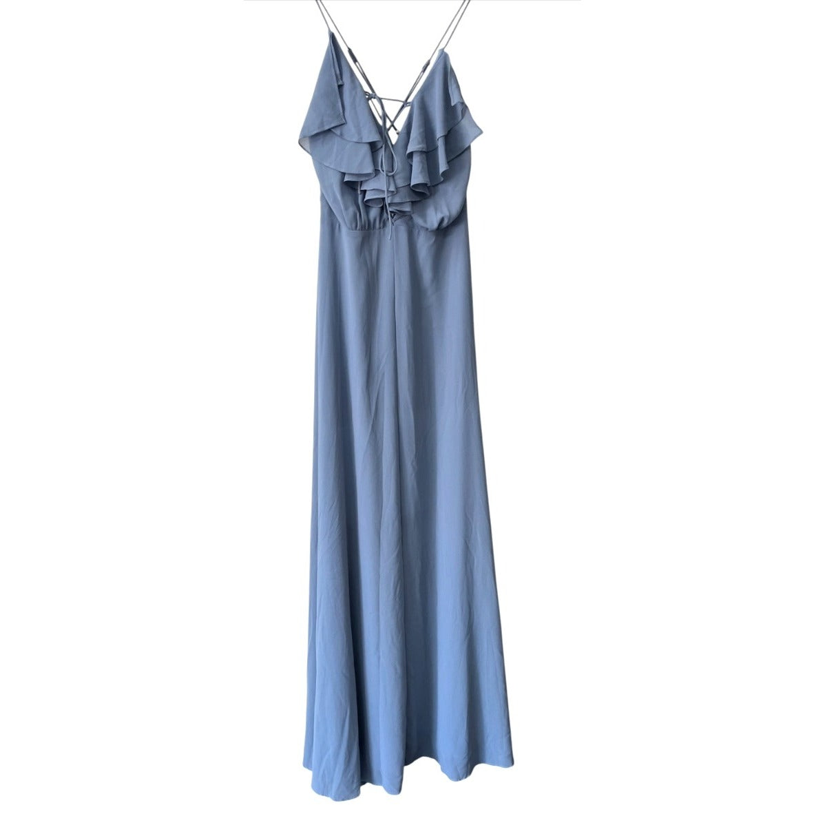 Lulus Light Blue Maxi Dress With Ruffled V-Neck Backless Design