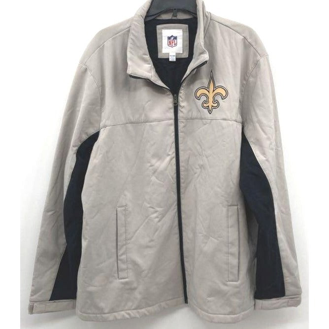 NFL New Orleans Saints Beige & Black Embroidered Full-Zip Jacket Men's XXL