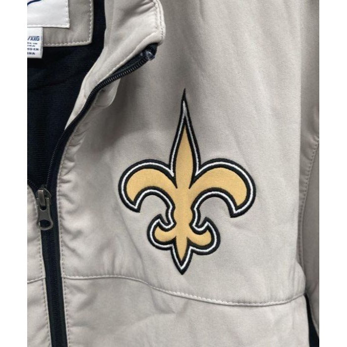NFL New Orleans Saints Beige & Black Embroidered Full-Zip Jacket Men's XXL