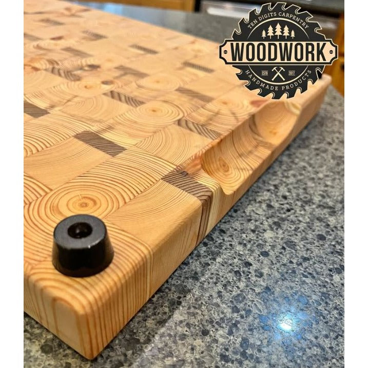 Handmade Cedar & Pine Wooden Cutting Board With End Grain Design & Juice Groove