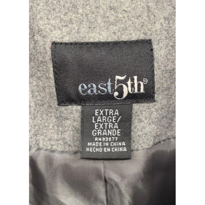 East 5th Gray Single Breasted Button Front Mid Length Coat - Size XL