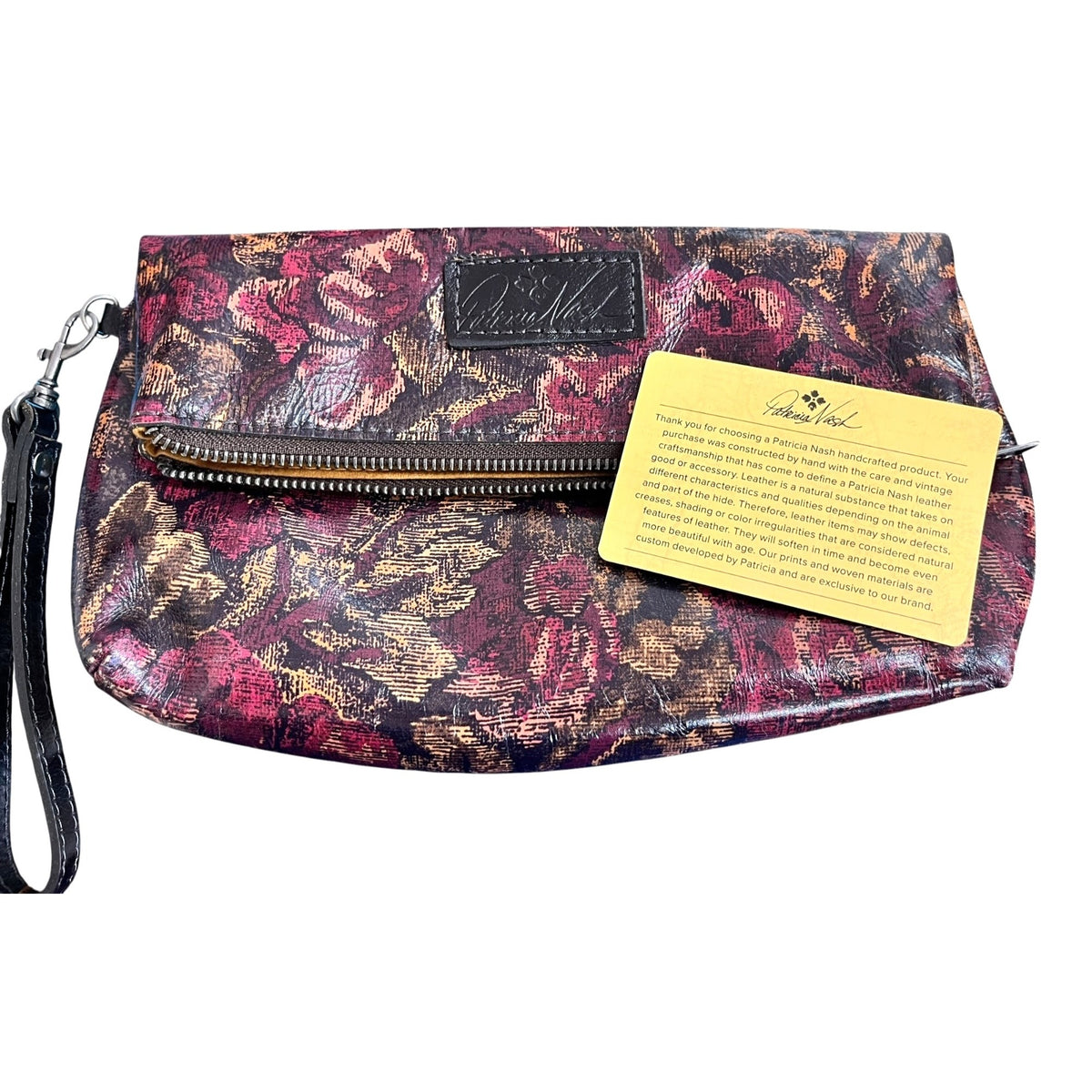 Patricia Nash Leather Isla Vint Flora Fold Over Wristlet