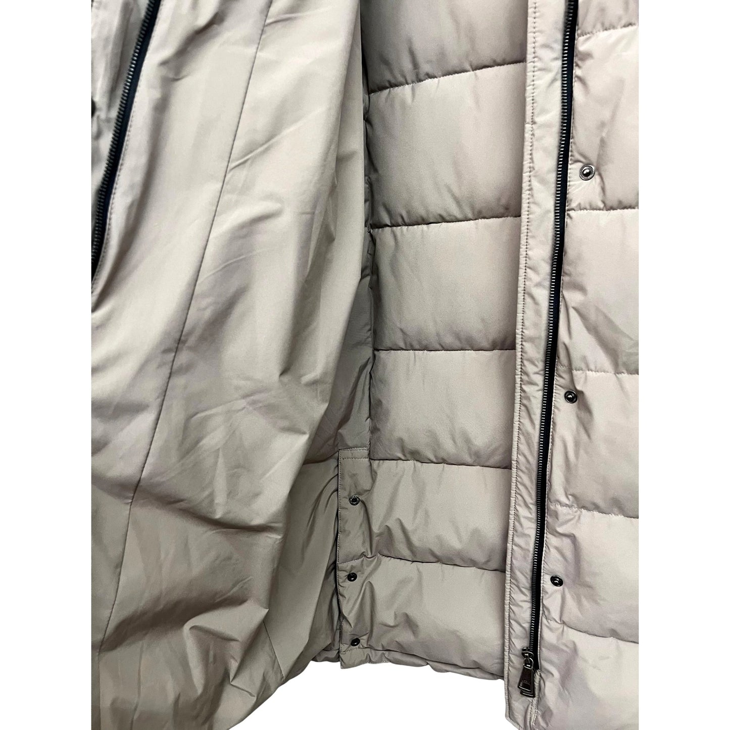 DKNY Womens Long Puffer Coat With Hood Beige Size M