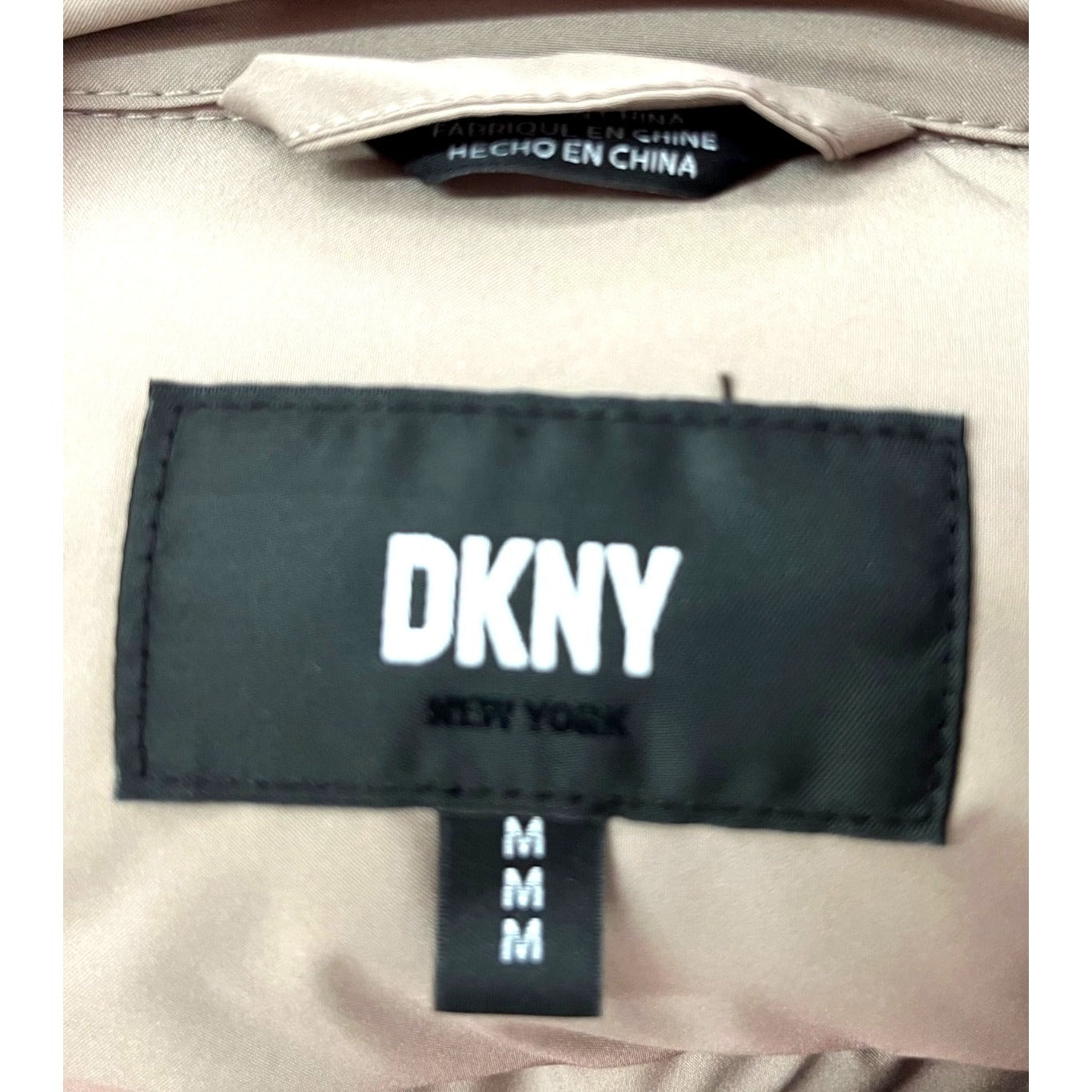 DKNY Womens Long Puffer Coat With Hood Beige Size M