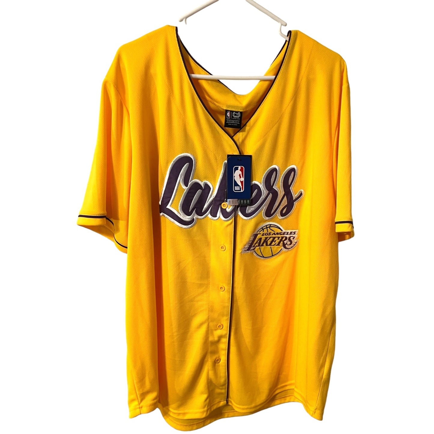 Los Angeles Lakers Ultra Game NBA Button-Up Yellow Jersey Size 2XL NWT