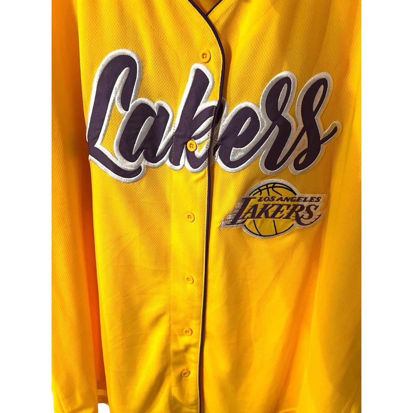 Los Angeles Lakers Ultra Game NBA Button-Up Yellow Jersey Size 2XL NWT