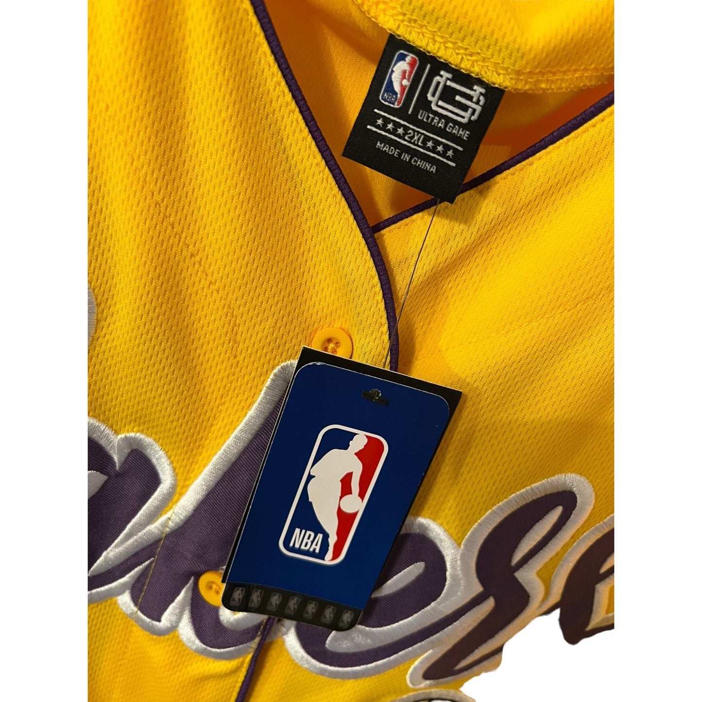 Los Angeles Lakers Ultra Game NBA Button-Up Yellow Jersey Size 2XL NWT