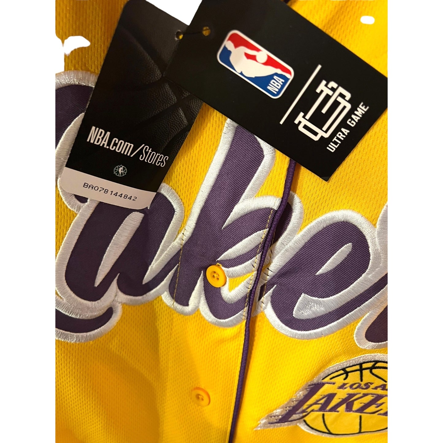 Los Angeles Lakers Ultra Game NBA Button-Up Yellow Jersey Size 2XL NWT