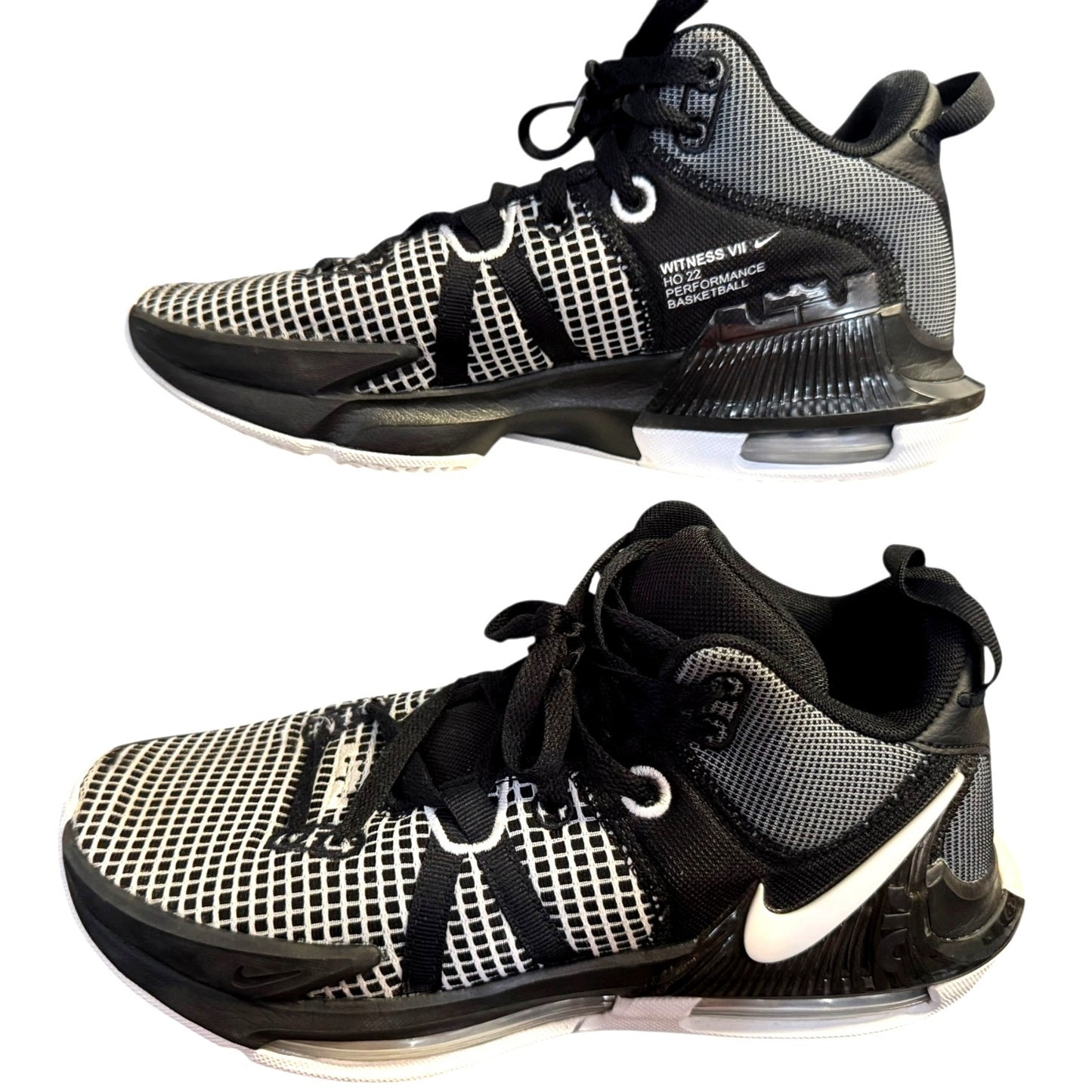 Nike Witness VII Black/White Mens High-Performance Basketball Shoes Size 8.5