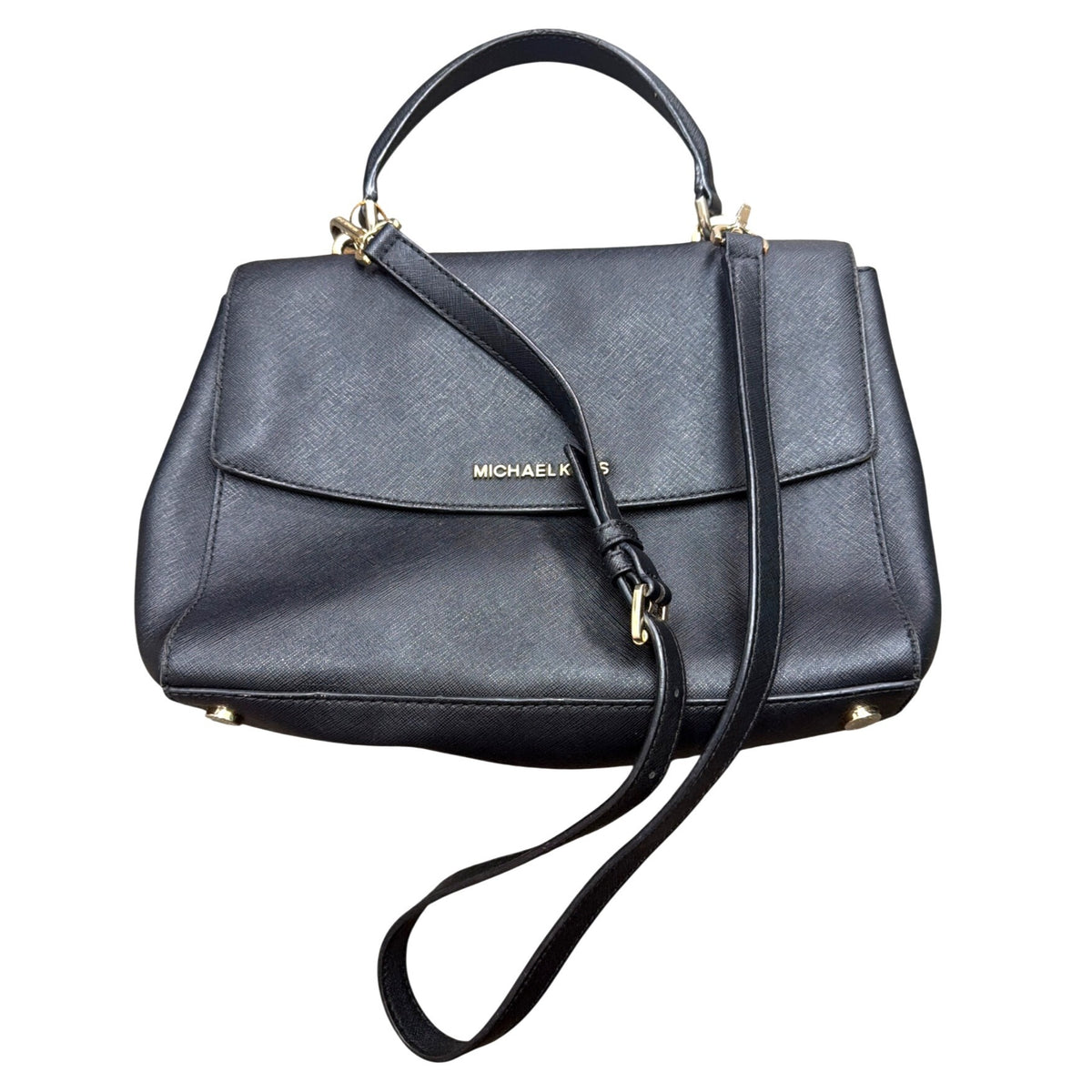 Michael Kors Black Ava Saffiano Leather Shoulder Bag