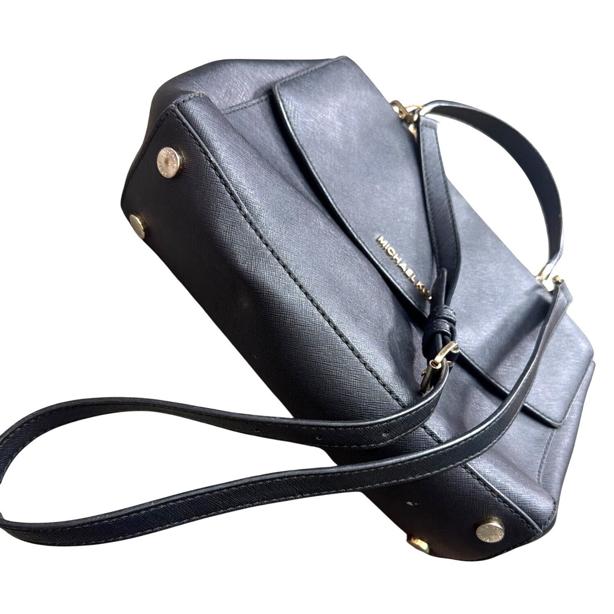 Michael Kors Black Ava Saffiano Leather Shoulder Bag