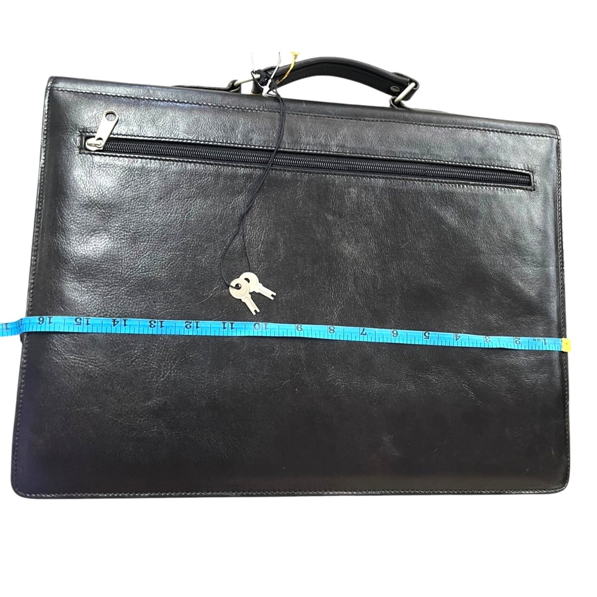 Emporio Armani Leather Briefcase With Dual Front Pockets And Key Lock Closure