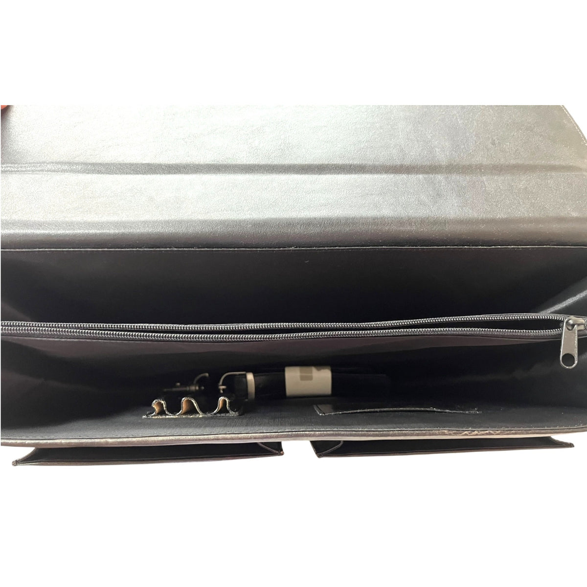 Emporio Armani Leather Briefcase With Dual Front Pockets And Key Lock Closure