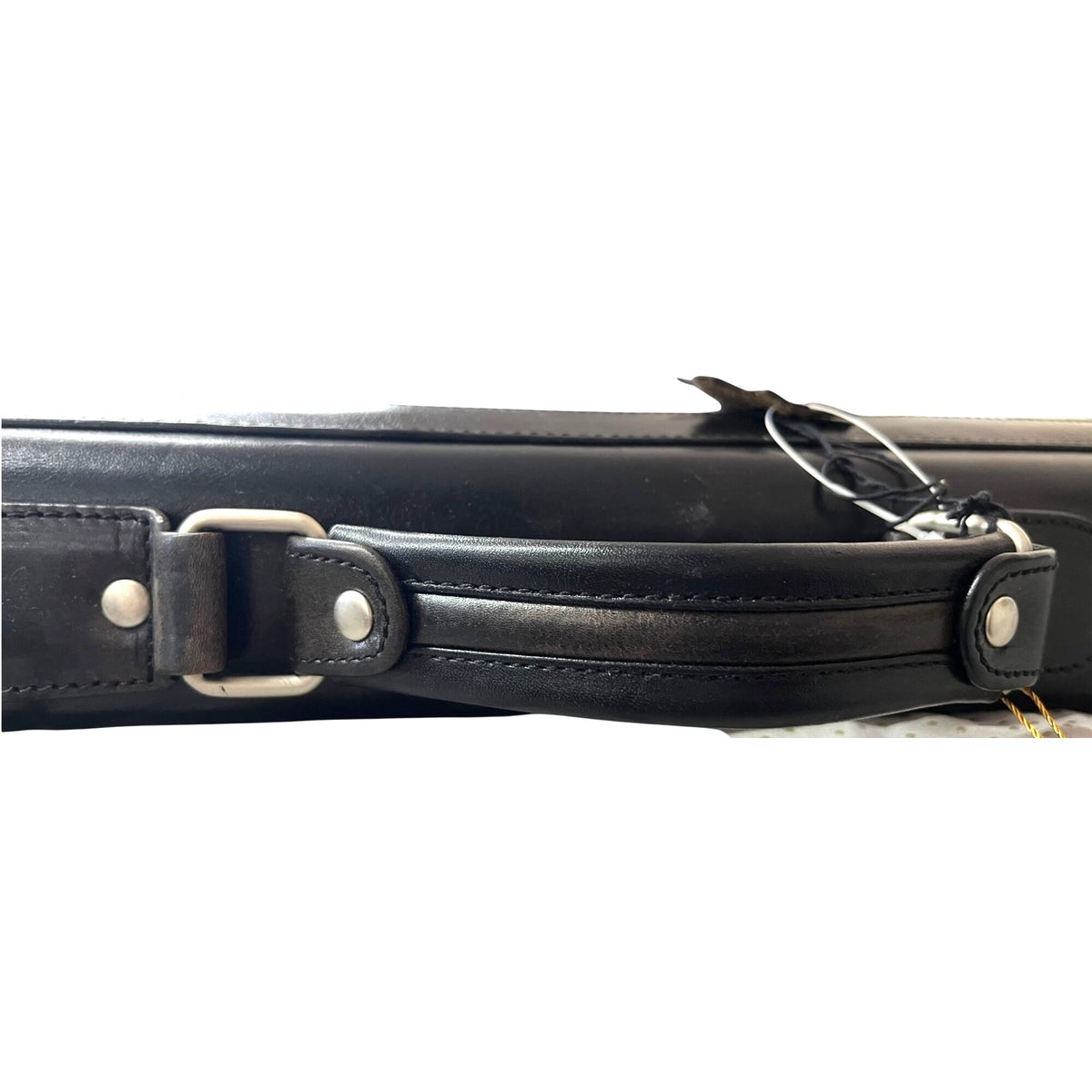 Emporio Armani Leather Briefcase With Dual Front Pockets And Key Lock Closure