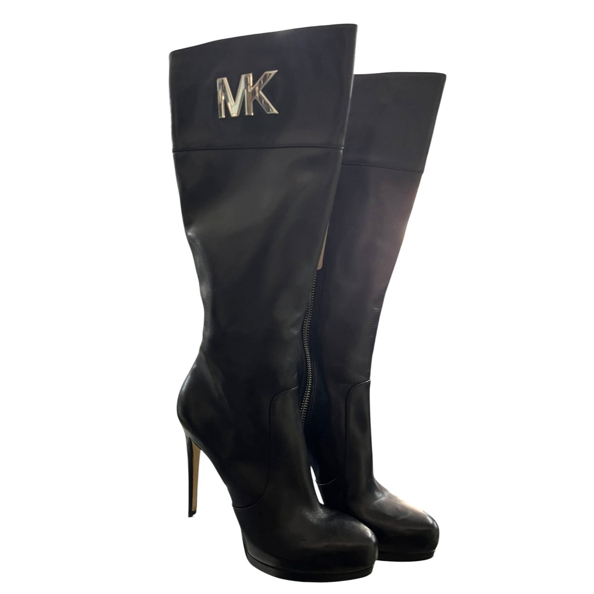 Michael Kors Black Leather Hayley Knee-High Boots 5.5M