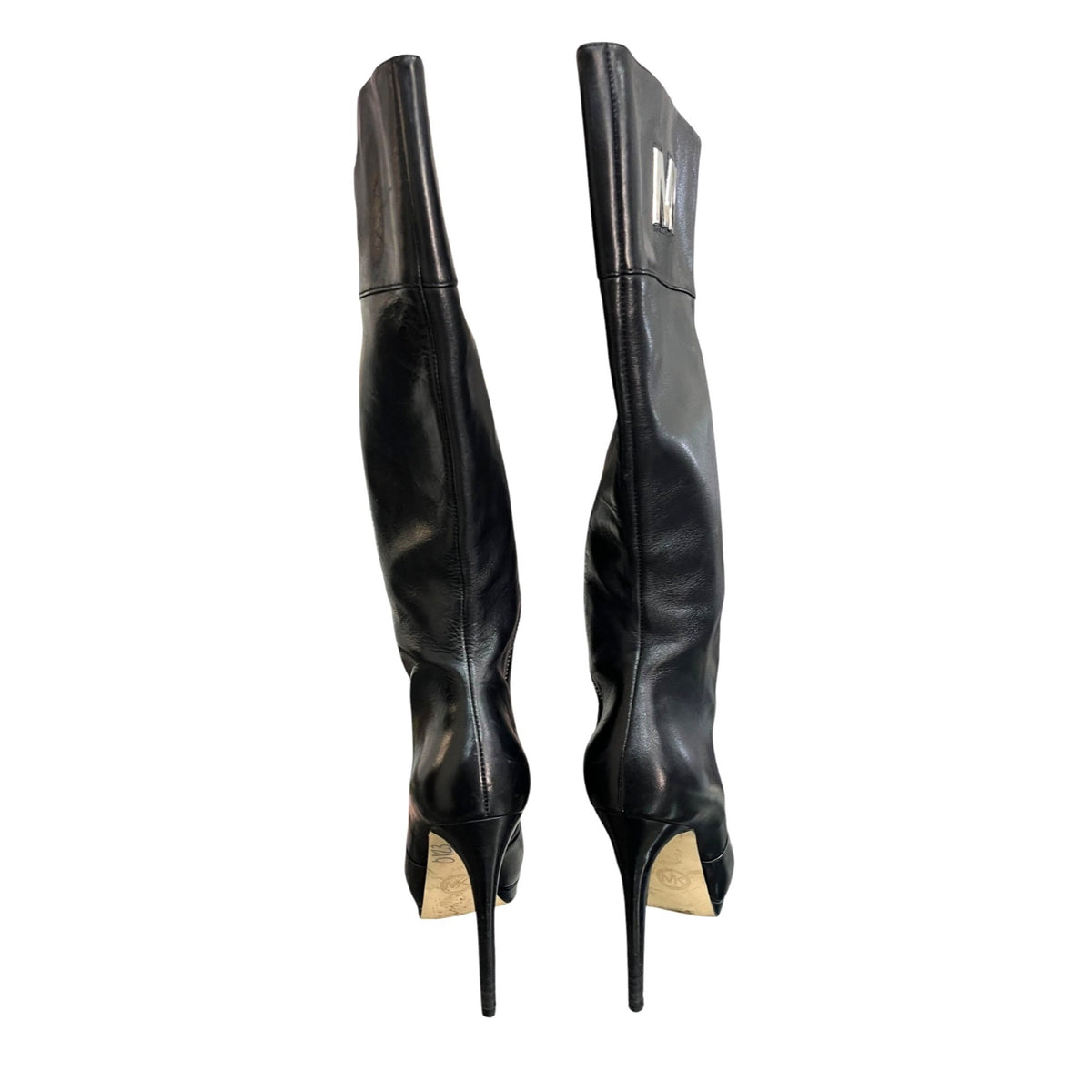 Michael Kors Black Leather Hayley Knee-High Boots 5.5M