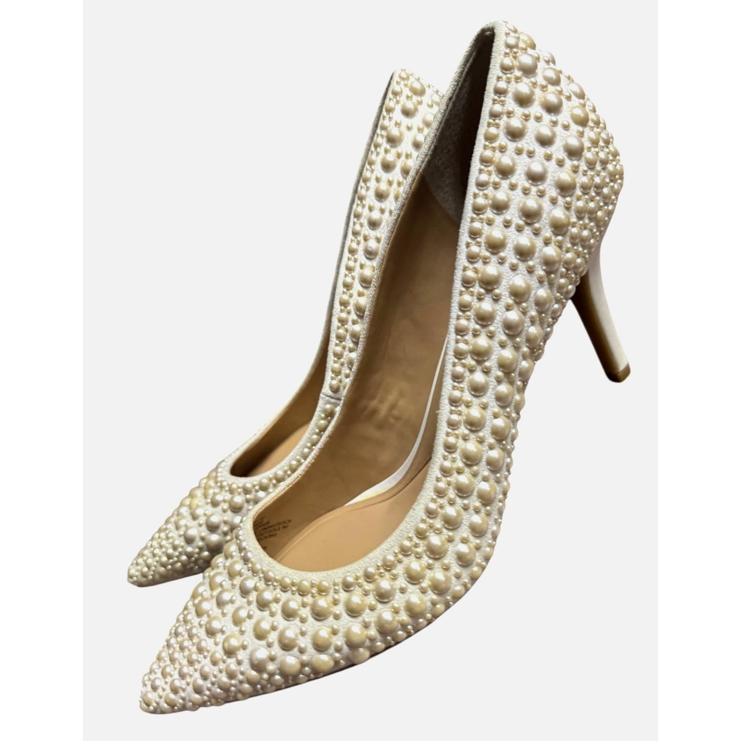 I.N.C. Elegant Ivory 8.5 Pearl Bridal Wedding Embellished Pointed Toe Heels