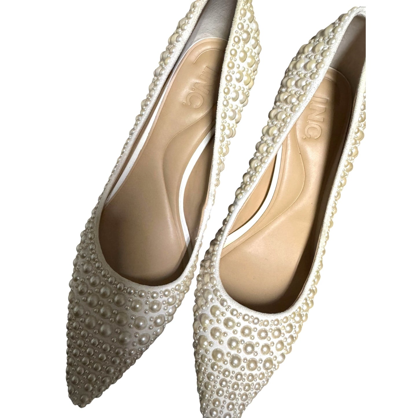 I.N.C. Elegant Ivory 8.5 Pearl Bridal Wedding Embellished Pointed Toe Heels