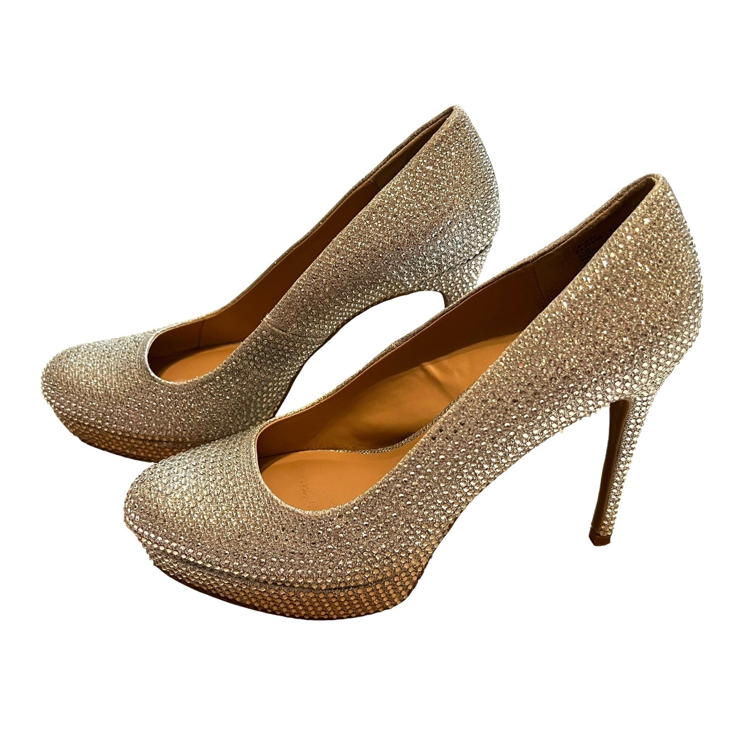 Thalia Sodi Silver Rhinestone Platform Heels Stiletto Pumps Women's SZ 11