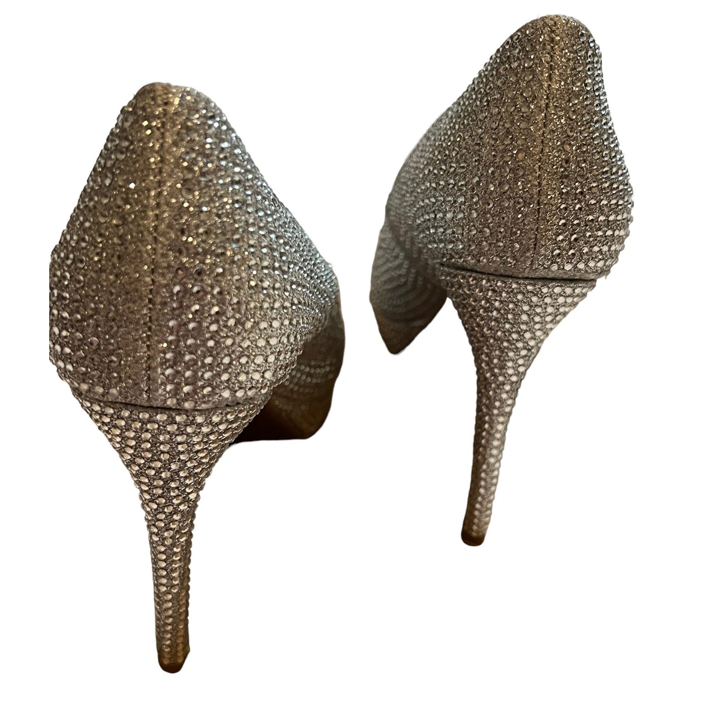 Thalia Sodi Silver Rhinestone Platform Heels Stiletto Pumps Women's SZ 11
