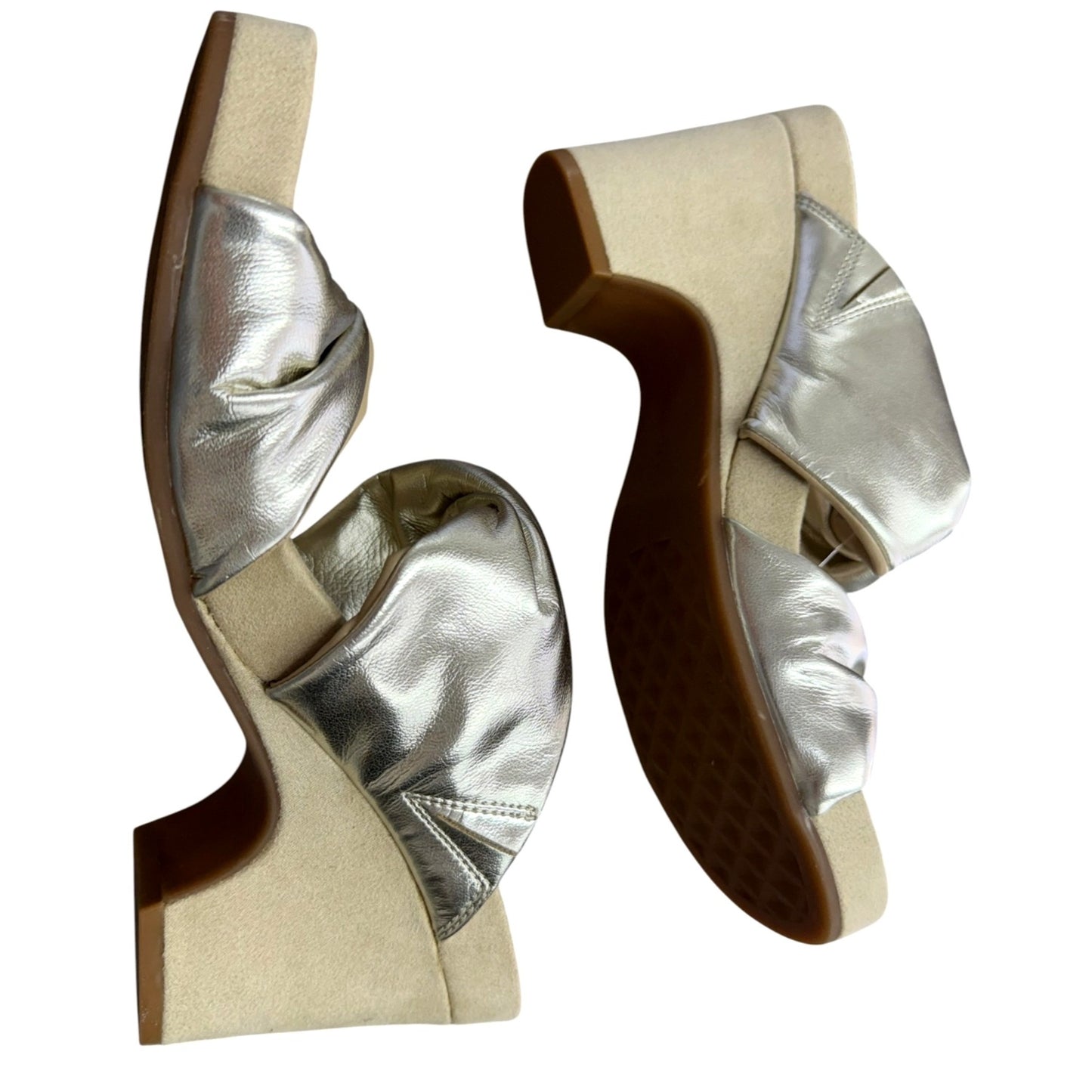Aerosoles Mercer Wedge Sandals 9W Gold & Beige