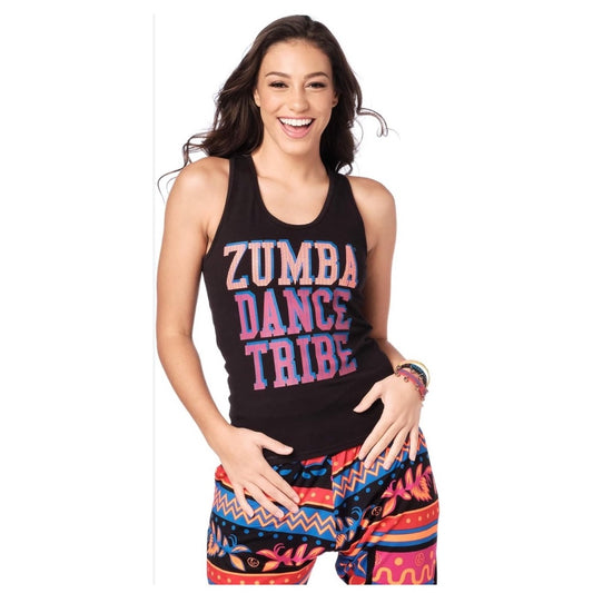 Zumba Dance Tribe Womens Black Racerback Tank Top Improved Fit XS
