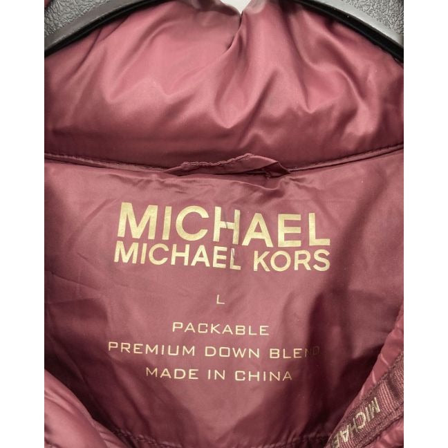 Michael Kors Burgundy Premium Down Packable Hooded Puffer Jacket L