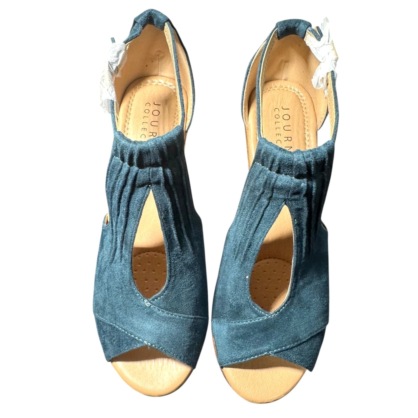Journee Collection Women's Blue Suede Wedge Size 8