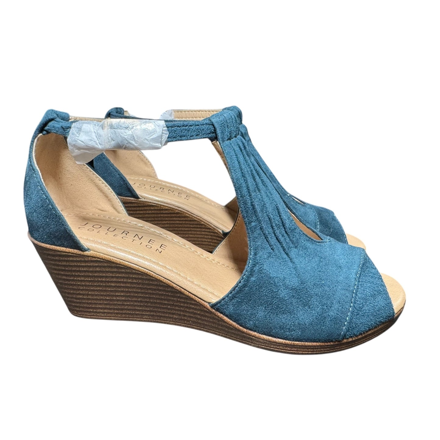 Journee Collection Women's Blue Suede Wedge Size 8