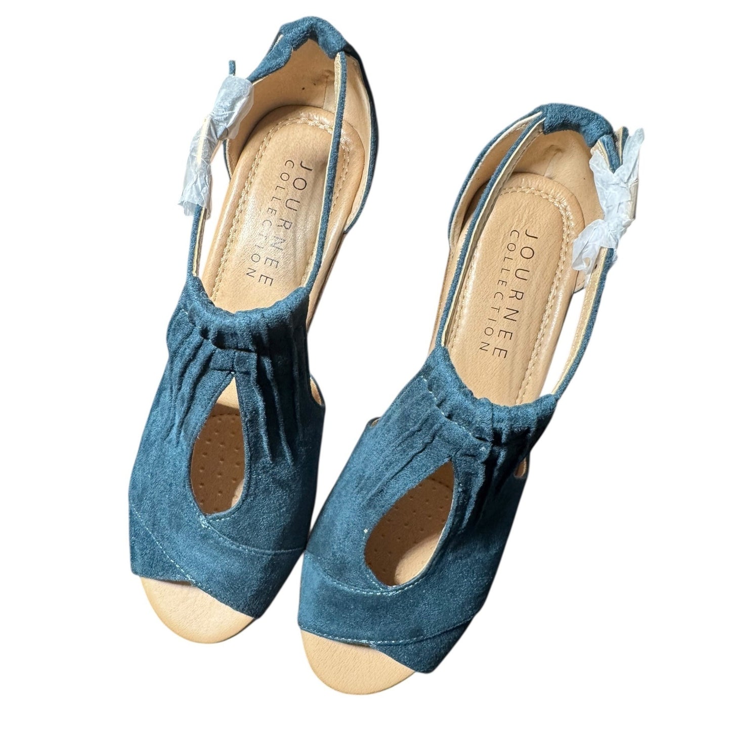 Journee Collection Women's Blue Suede Wedge Size 8