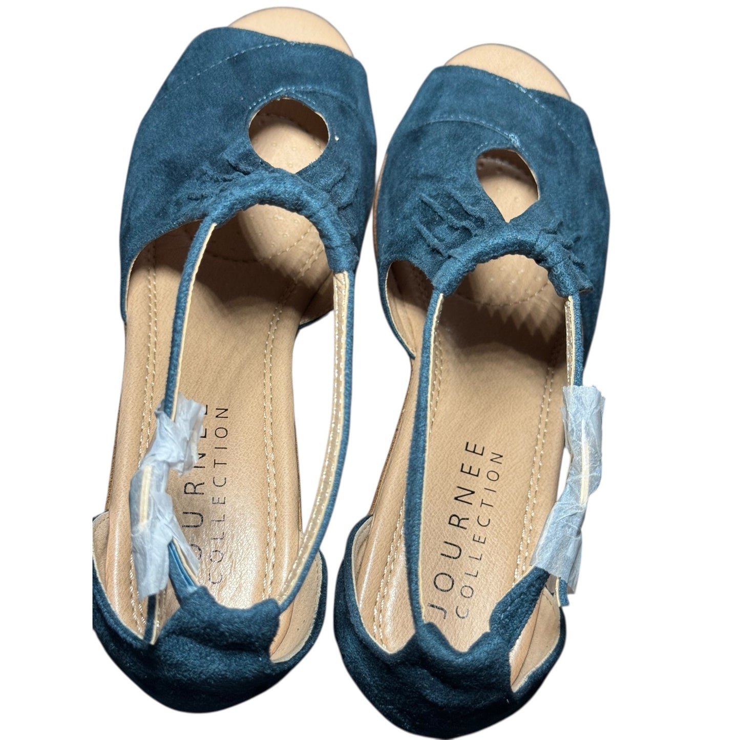 Journee Collection Women's Blue Suede Wedge Size 8