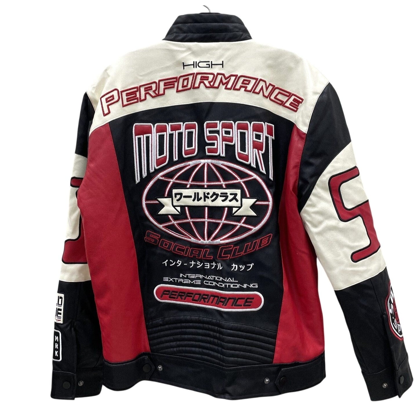 Smoke Rise Men's Moto-Style Jacket Small Black Red Polyurethane Racing Graphics