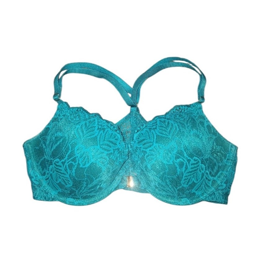Auden 36A Aqua Lace Push-Up Bra With Racerback Teal Adjusting Straps NWT