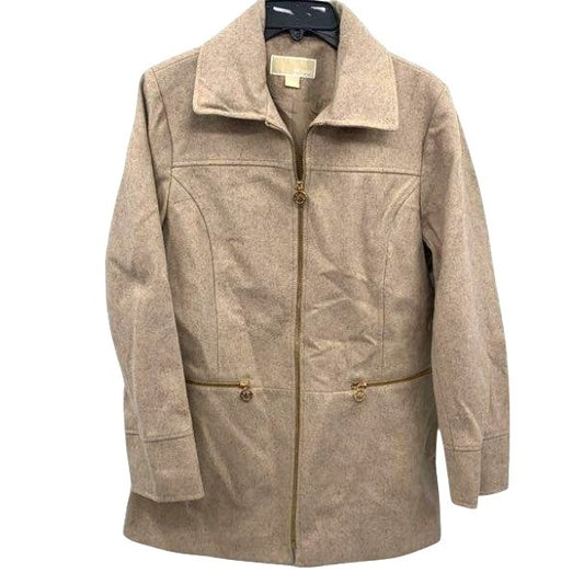 MICHAEL Michael Kors Beige Wool Zip Front Jacket Size L