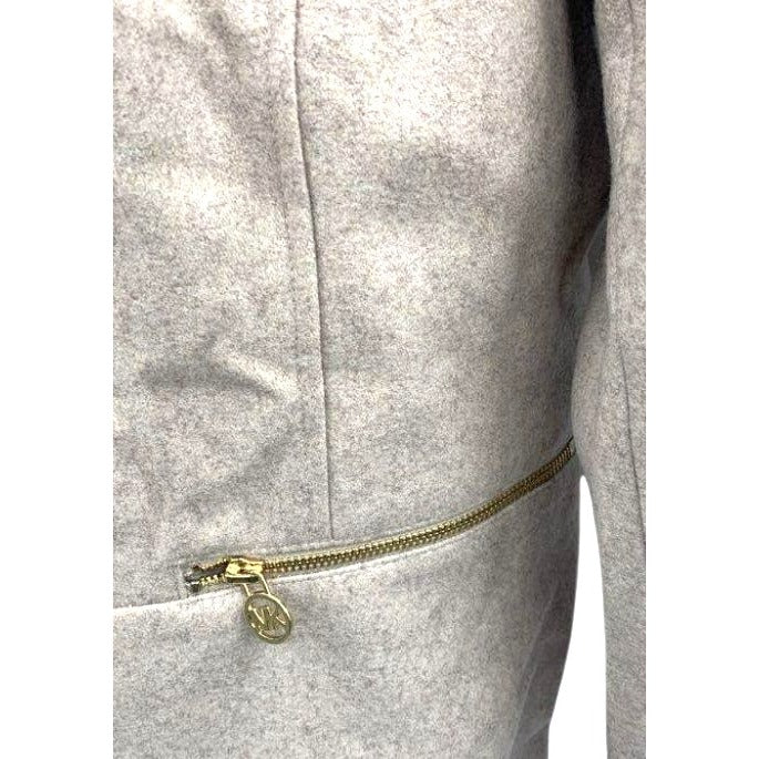 MICHAEL Michael Kors Beige Wool Zip Front Jacket Size L