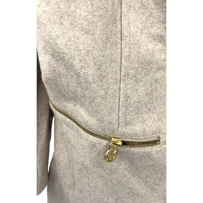 MICHAEL Michael Kors Beige Wool Zip Front Jacket Size L