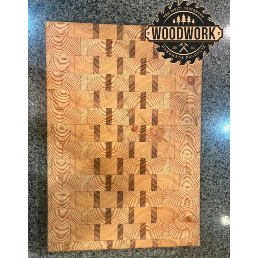 Handcrafted Cedar & Pine Wooden End Grain Cutting Board  Premium Solid Wood